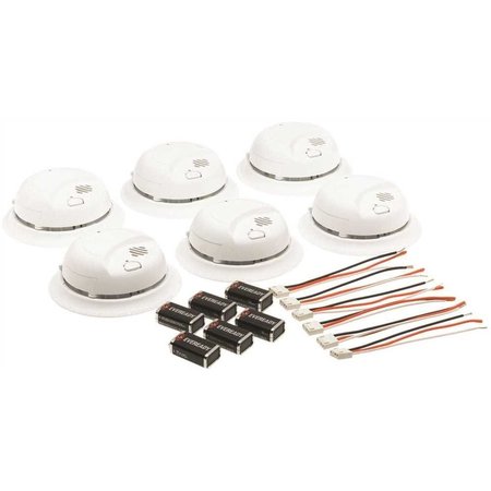 BRK 120-Volt Hardwire Ionization Sensor Smoke Alarm with Battery Backup, 6PK 9120B6CP